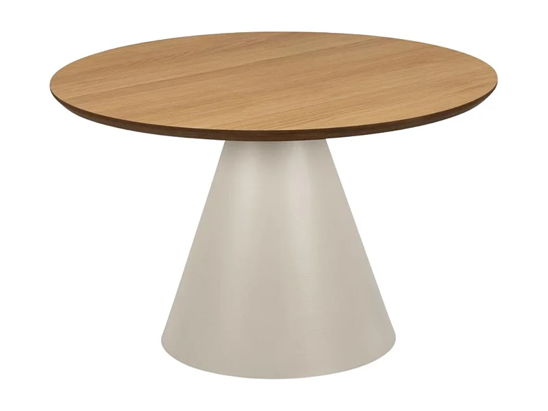 Table basse ronde en bois et métal grège D65 - GIROLLE