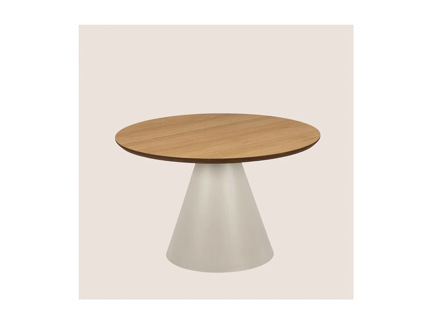 Table basse ronde en bois et métal grège D65 - GIROLLE