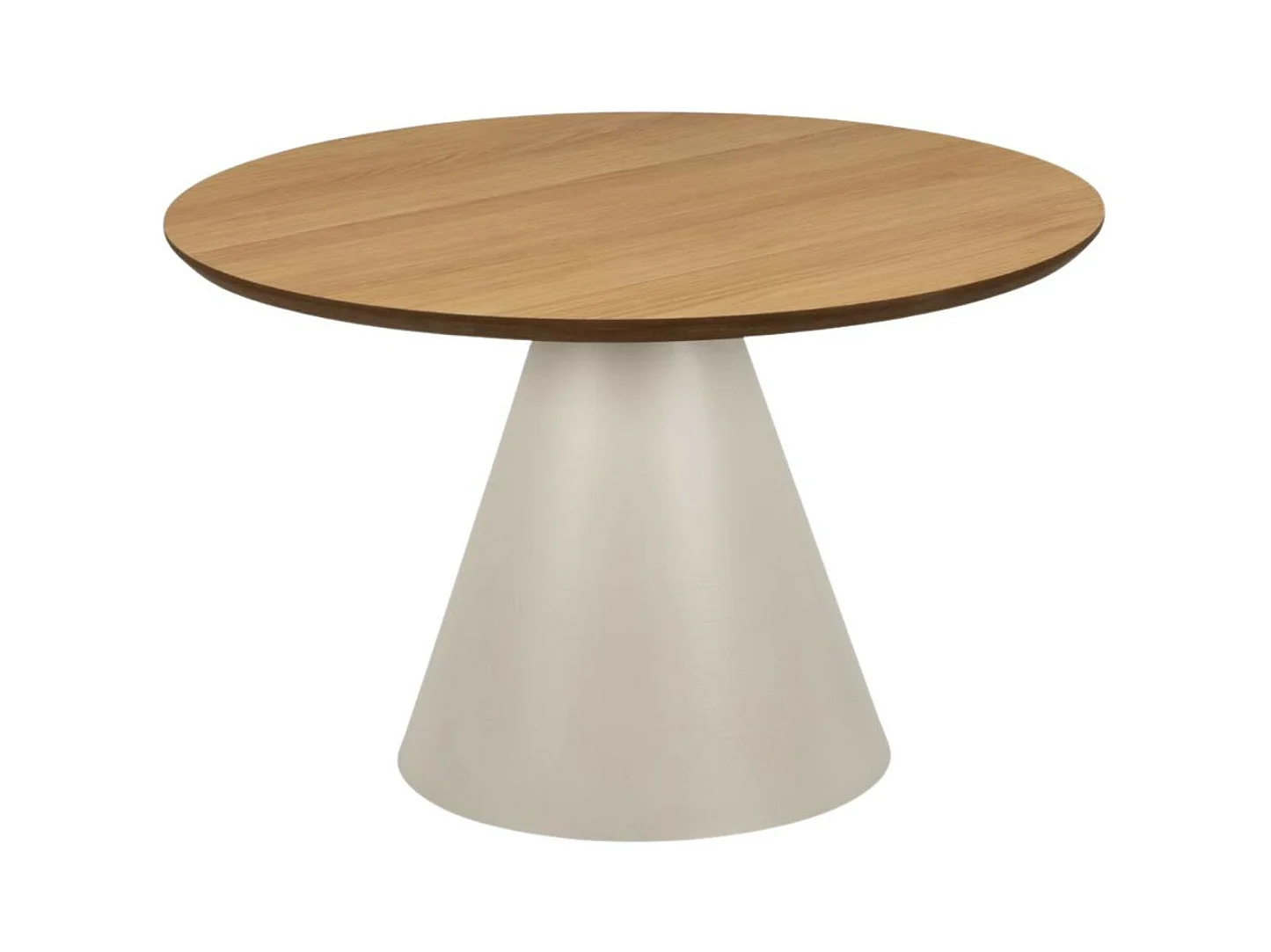 Table basse ronde en bois et métal grège D65 - GIROLLE