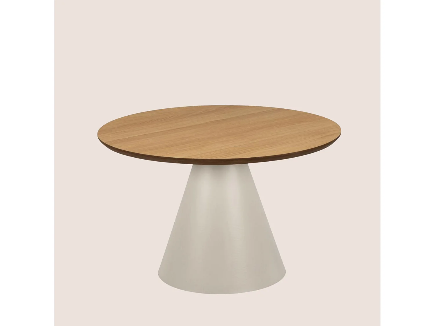 Table basse ronde en bois et métal grège D65 - GIROLLE