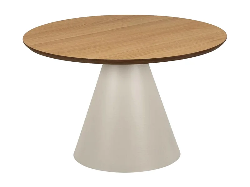 Table basse ronde en bois et métal grège D65 - GIROLLE