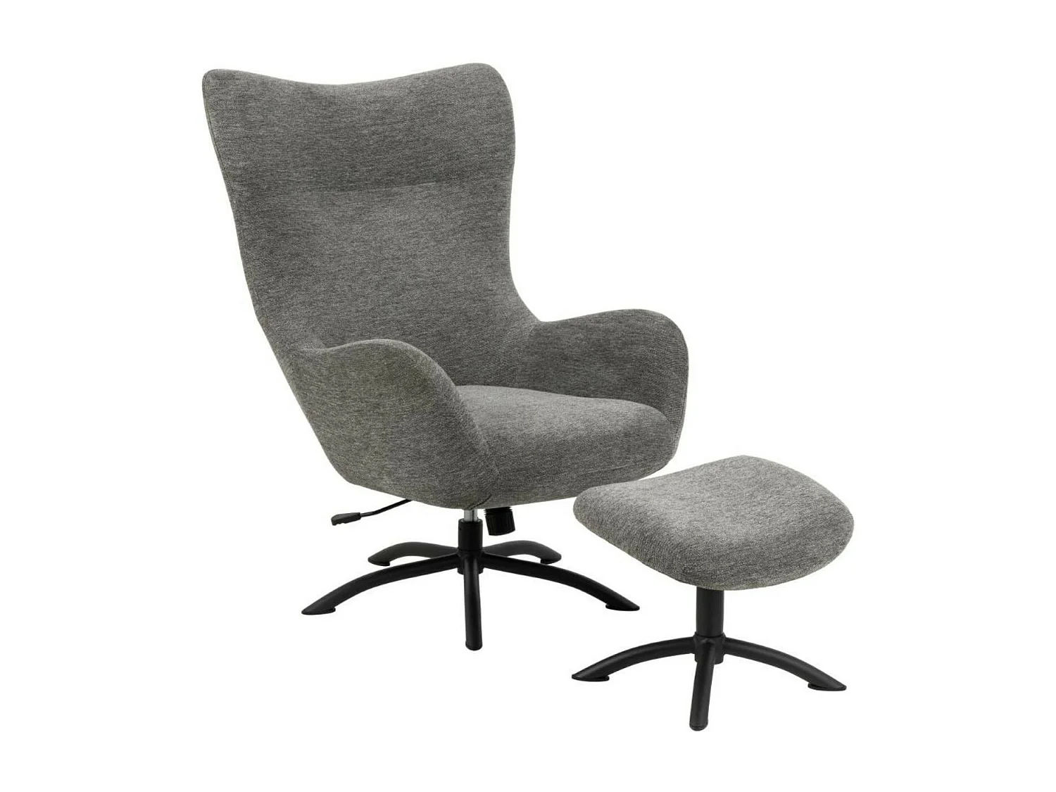 Fauteuil à oreilles pivotant avec repose-pieds en tissu - BRISTOL