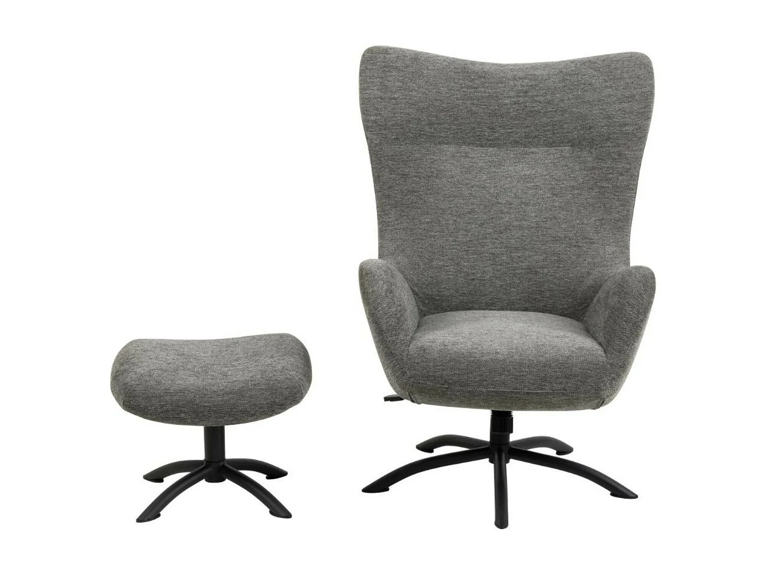 Fauteuil à oreilles pivotant avec repose-pieds en tissu - BRISTOL