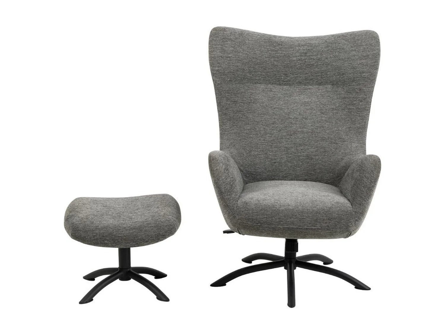 Fauteuil à oreilles pivotant avec repose-pieds en tissu - BRISTOL