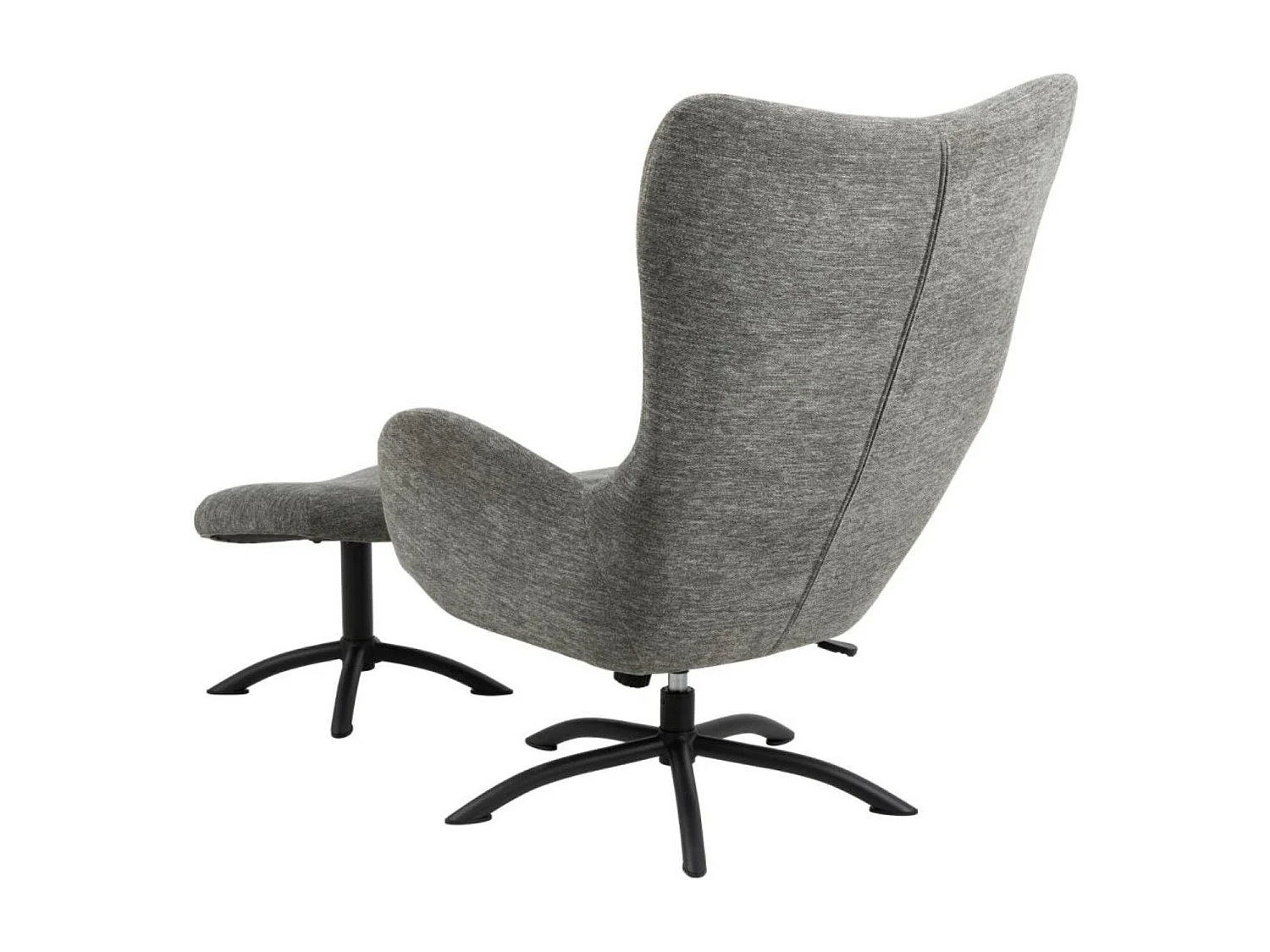 Fauteuil à oreilles pivotant avec repose-pieds en tissu - BRISTOL