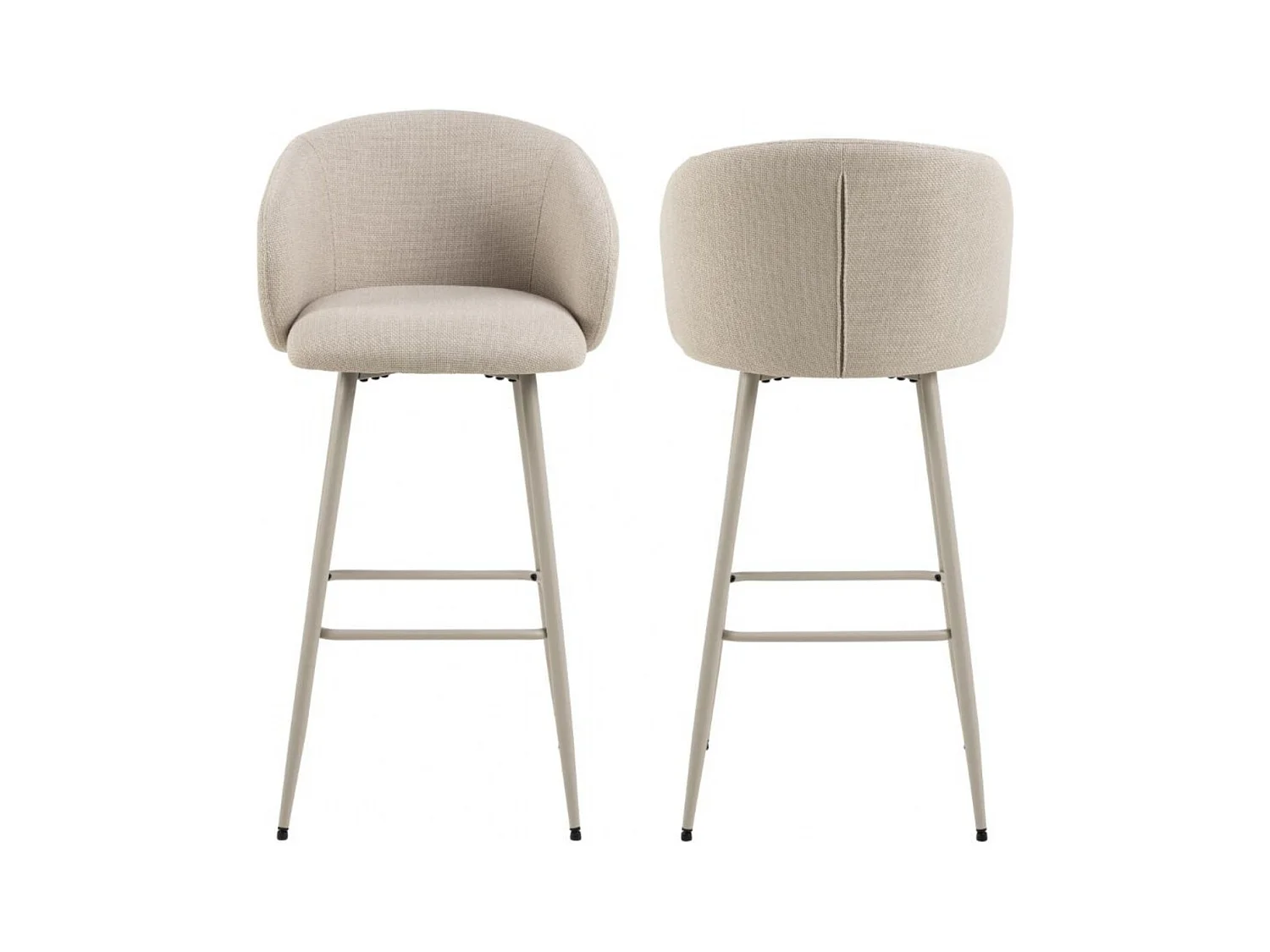 Tabourets de bar avec accoudoirs en tissu beige (lot de 2) - BLAIR