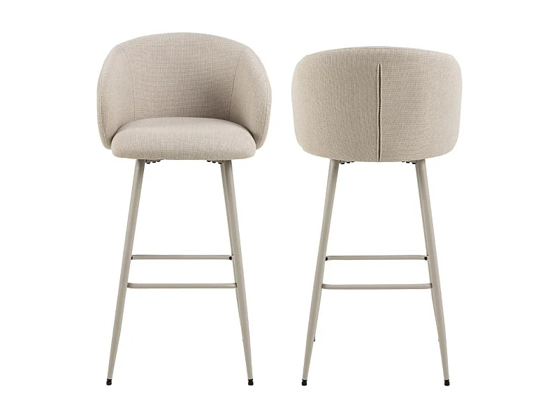 Tabourets de bar avec accoudoirs en tissu beige (lot de 2) - BLAIR