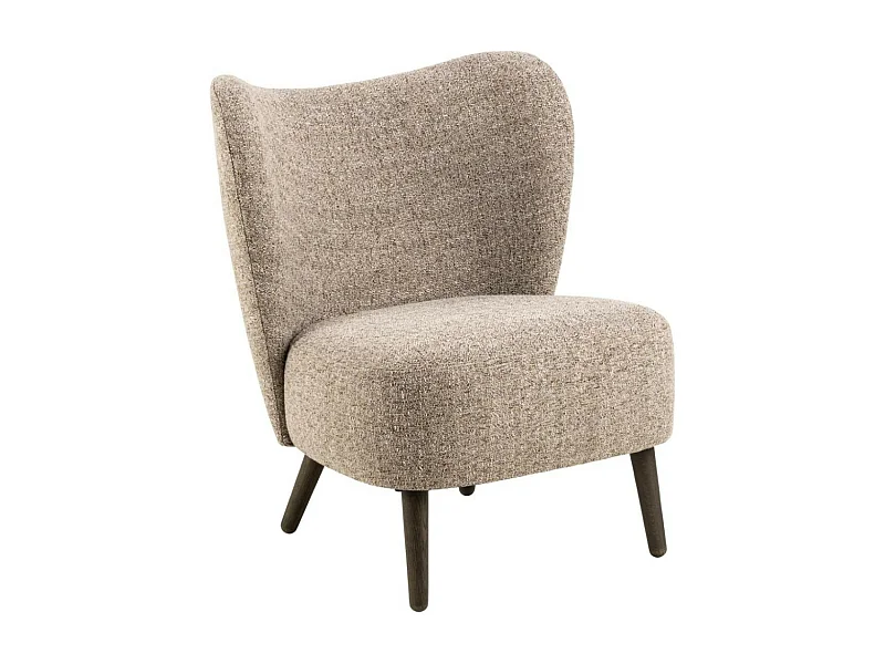 Fauteuil en tissu chiné crème et pieds en bois - EROS