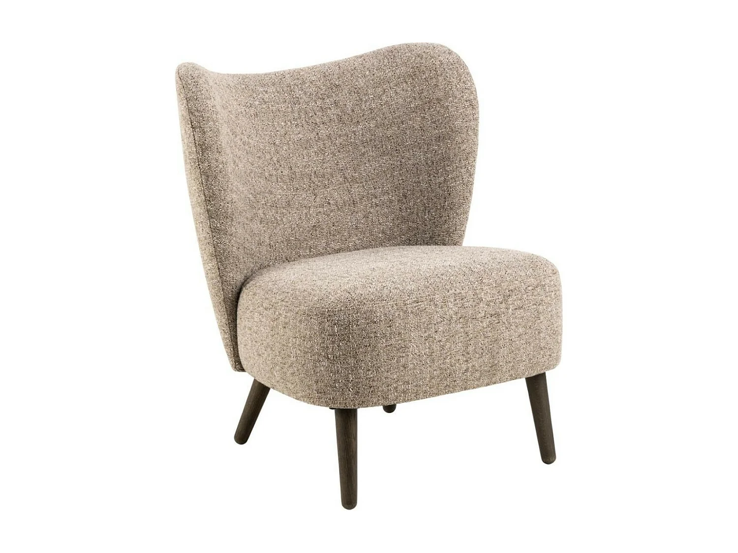 Fauteuil en tissu chiné crème et pieds en bois - EROS