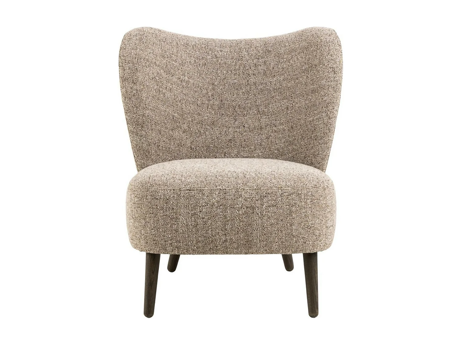 Fauteuil en tissu chiné crème et pieds en bois - EROS