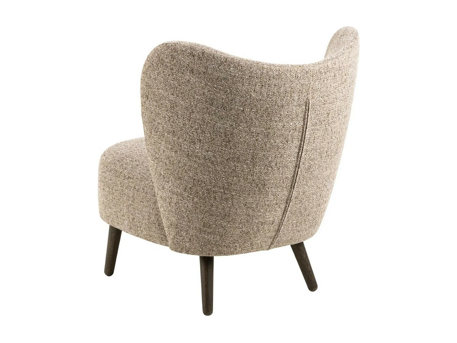 Fauteuil en tissu chiné crème et pieds en bois - EROS