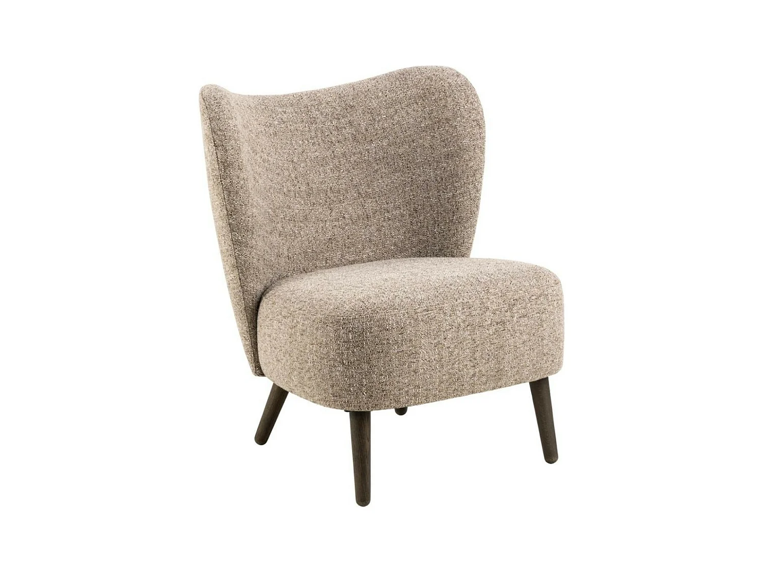 Fauteuil en tissu chiné crème et pieds en bois - EROS