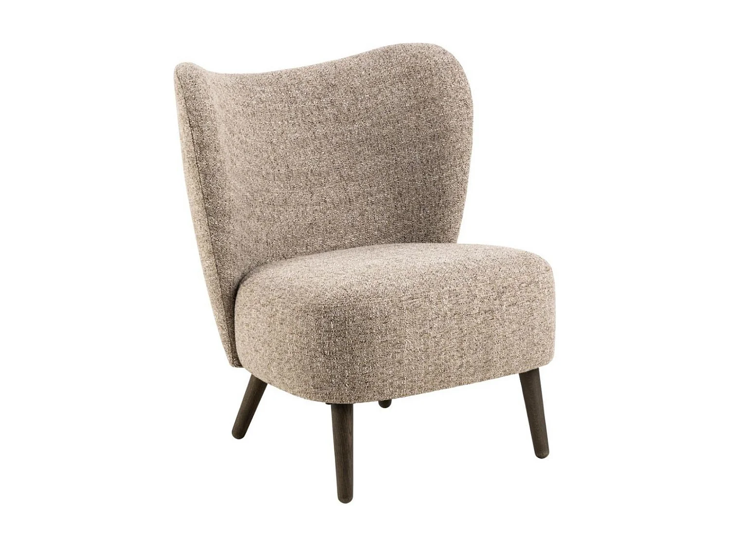 Fauteuil en tissu chiné crème et pieds en bois - EROS