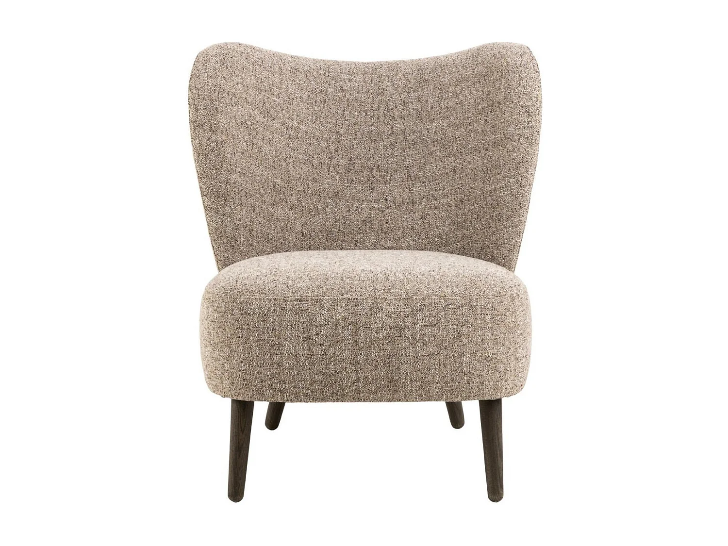 Fauteuil en tissu chiné crème et pieds en bois - EROS