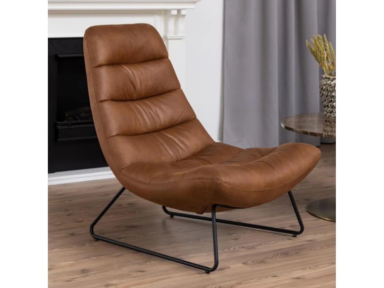 Fauteuil lounge en simili cognac - WESTON