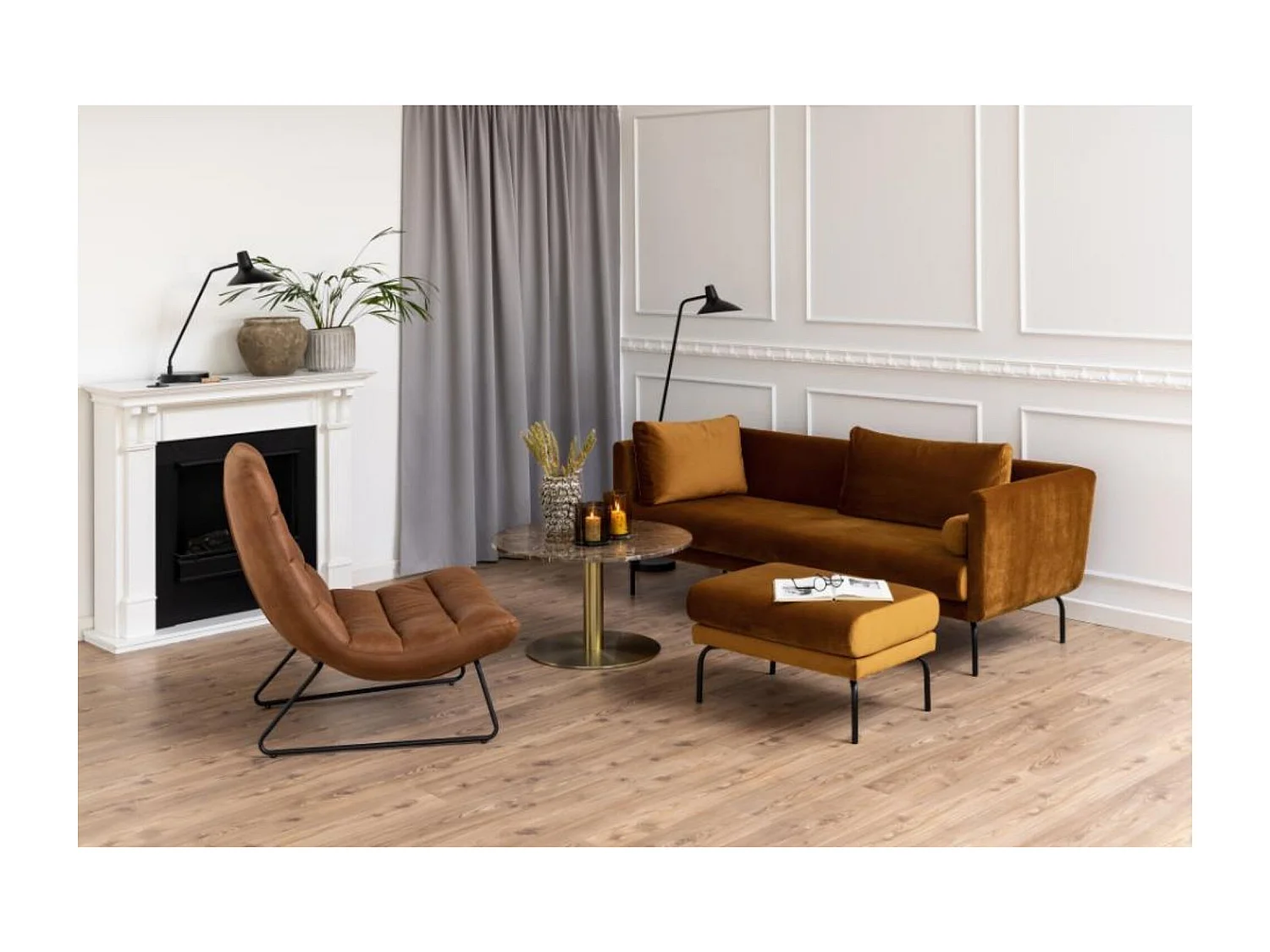 Fauteuil lounge en simili cognac - WESTON