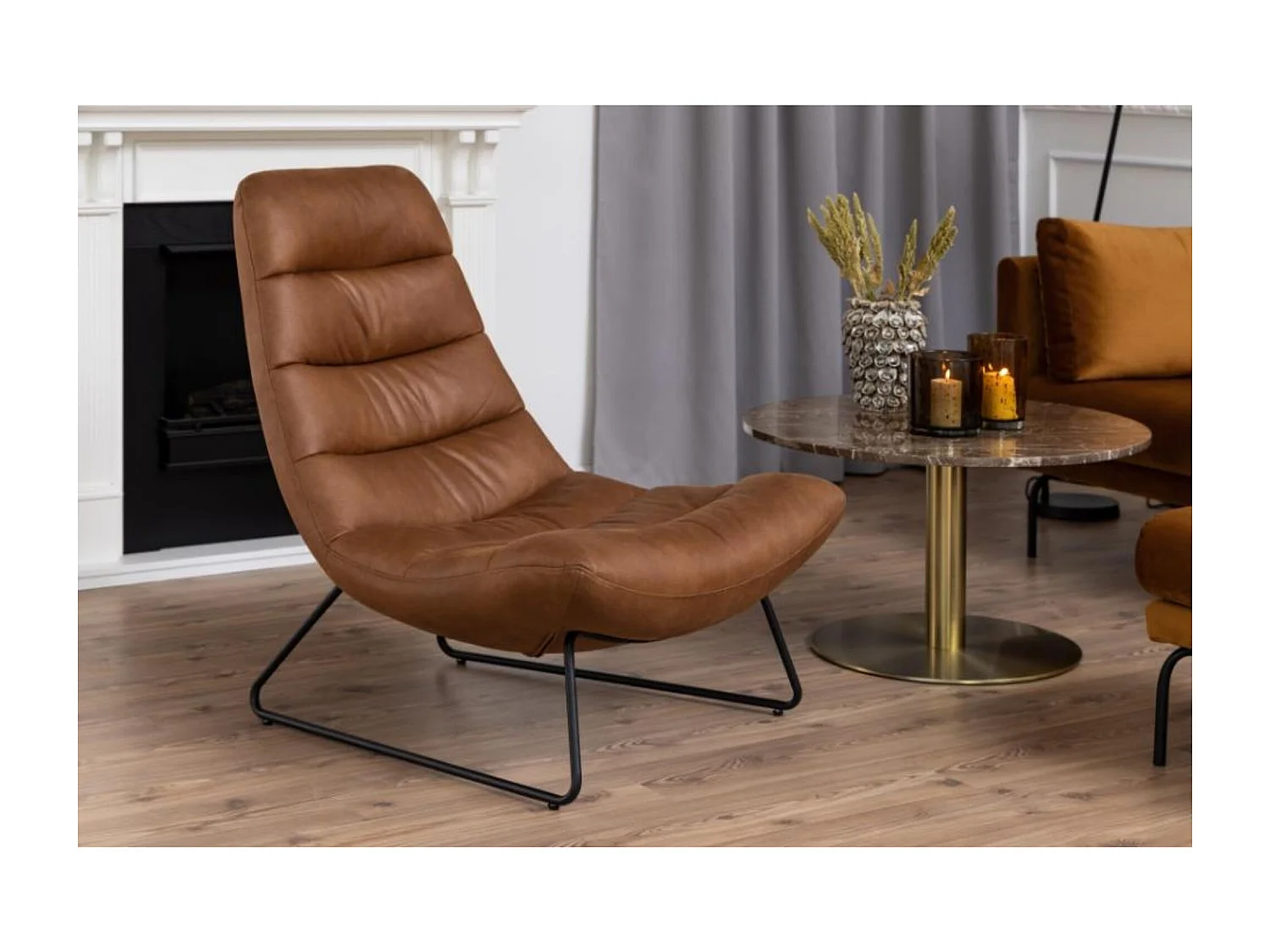 Fauteuil lounge en simili cognac - WESTON