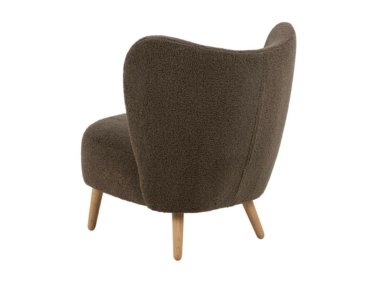 Fauteuil en tissu bouclette marron et pieds en bois - EROS