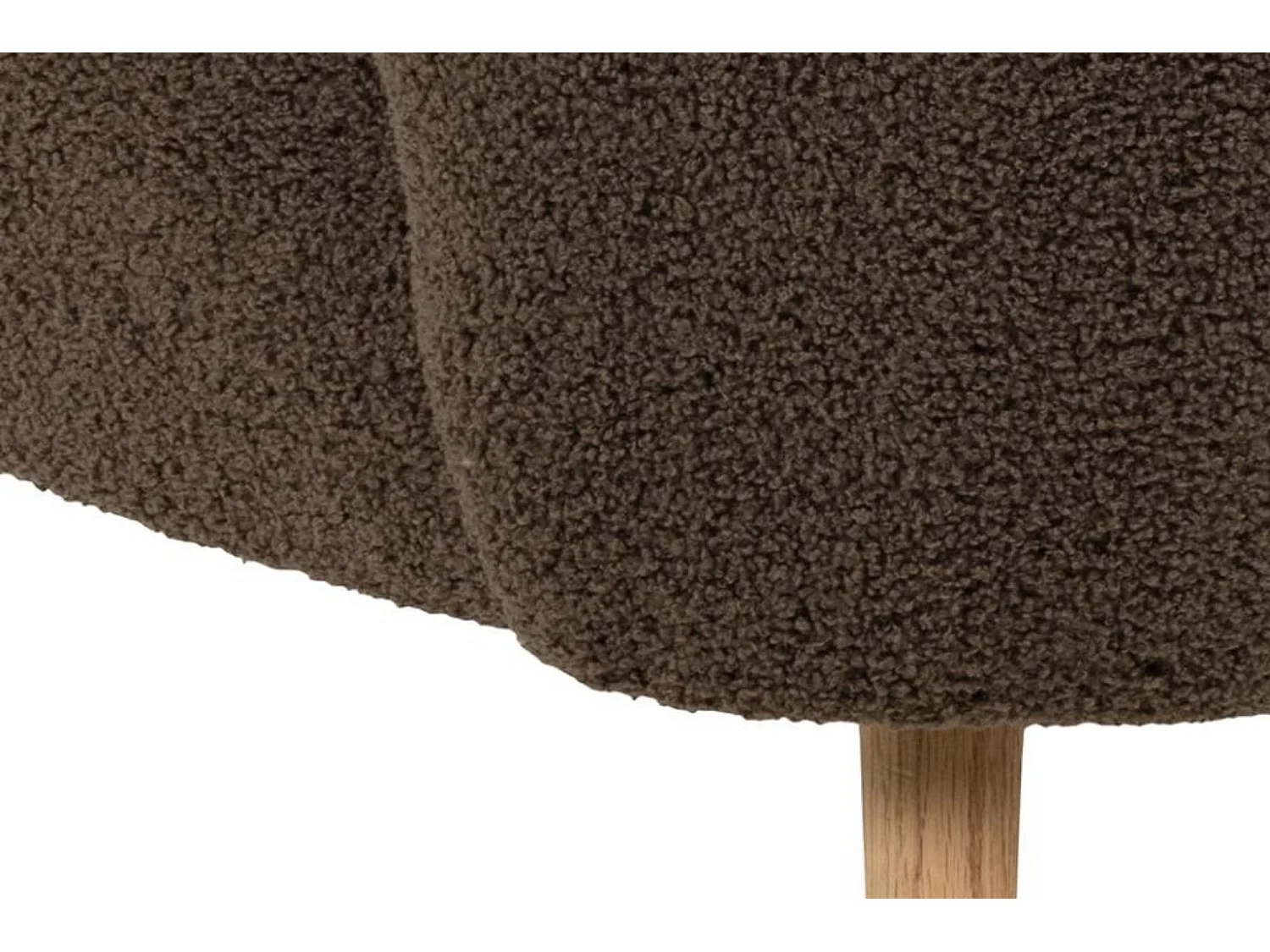 Fauteuil en tissu bouclette marron et pieds en bois - EROS