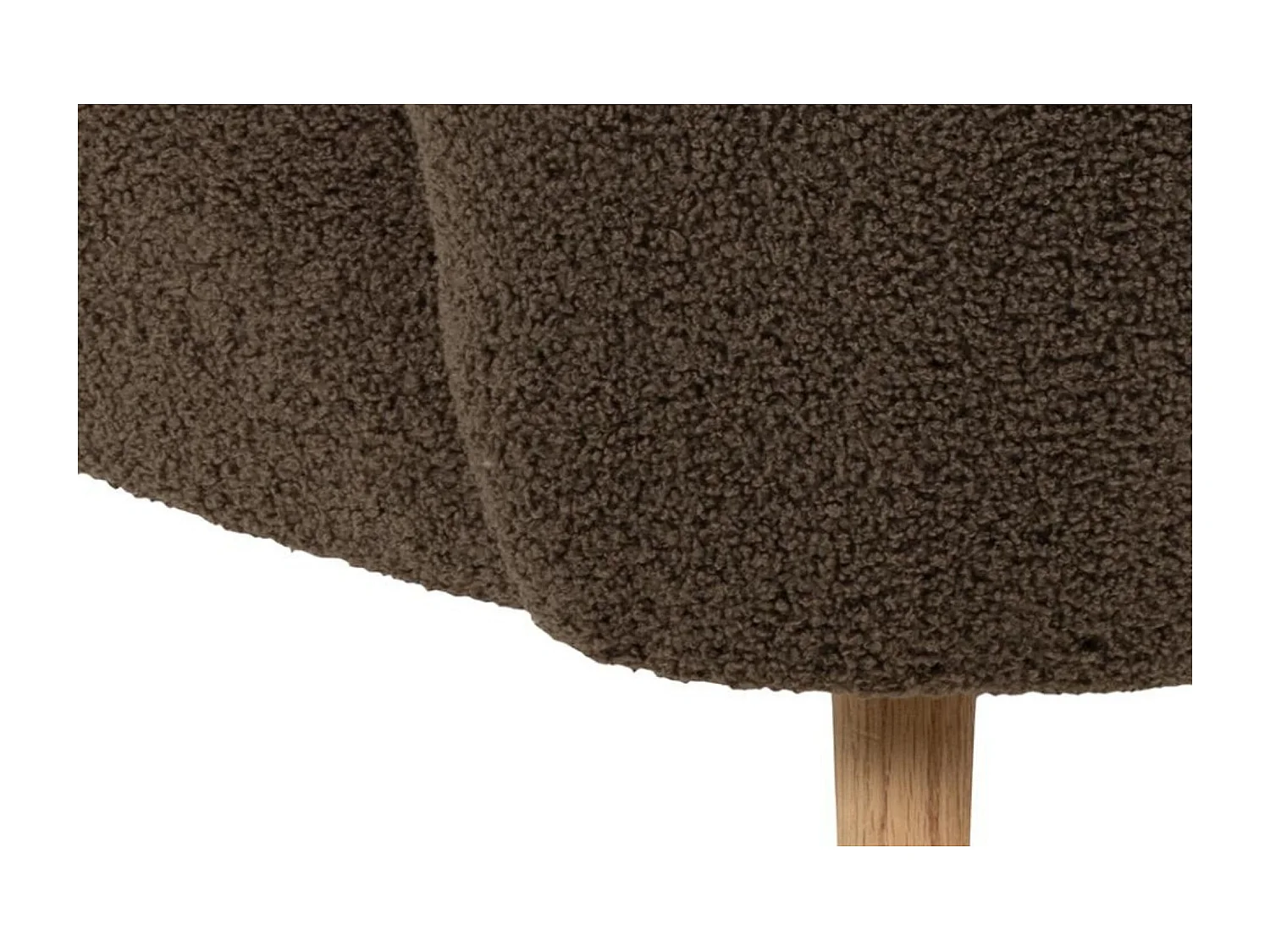 Fauteuil en tissu bouclette marron et pieds en bois - EROS