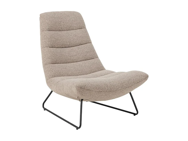 Fauteuil lounge en tissu bouclette beige - WESTON