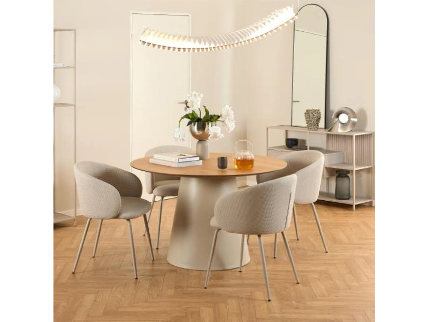 Chaises de salle à manger en tissu beige (lot de 2) - BLAIR