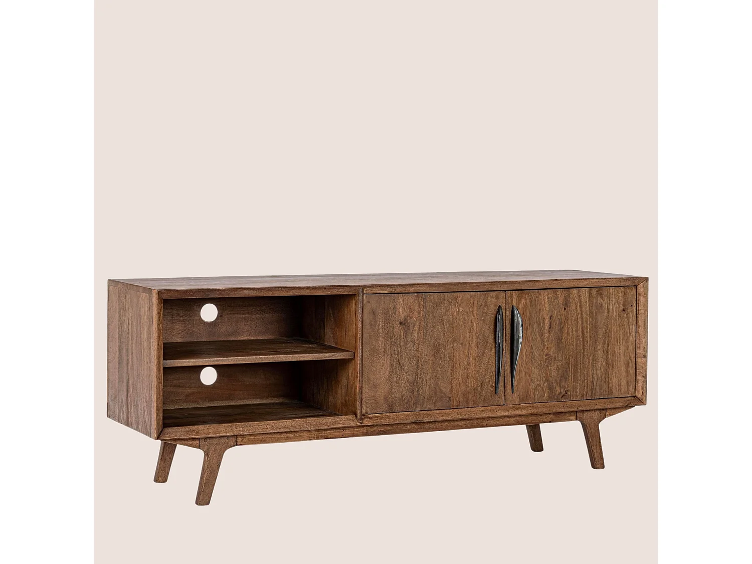 Meuble TV vintage en manguier 2 portes 2 niches L152 - SHEILA