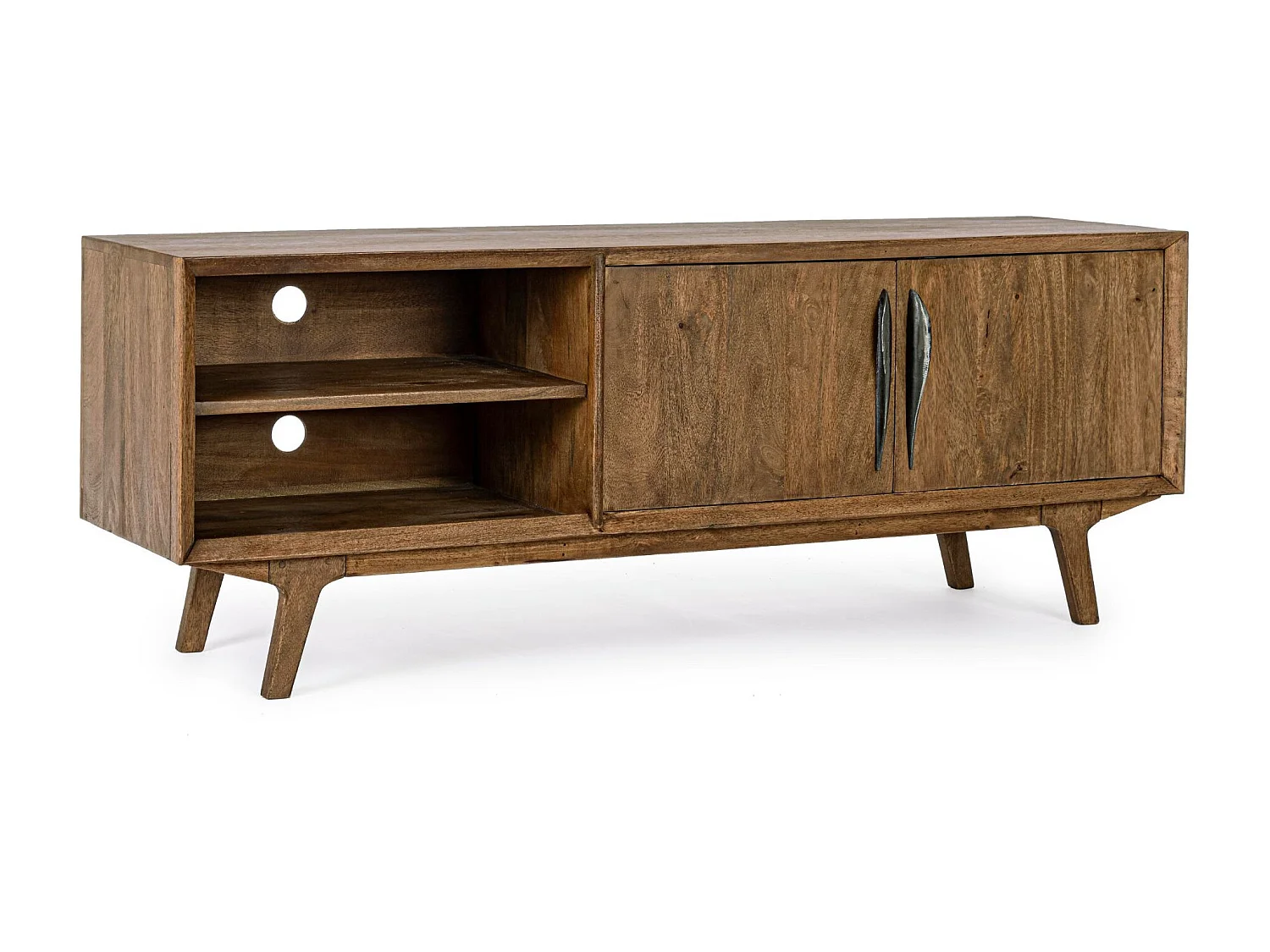 Meuble TV vintage en manguier 2 portes 2 niches L152 - SHEILA