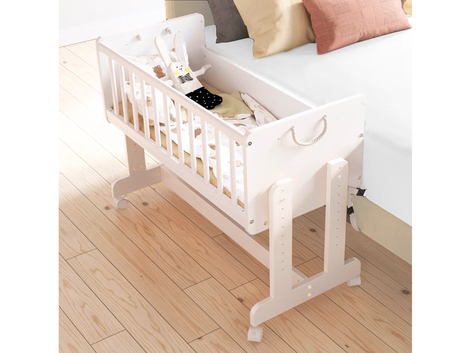 Berceau Lit Cododo 5 en 1 - ORNELLA - Matelas inclus - Blanc