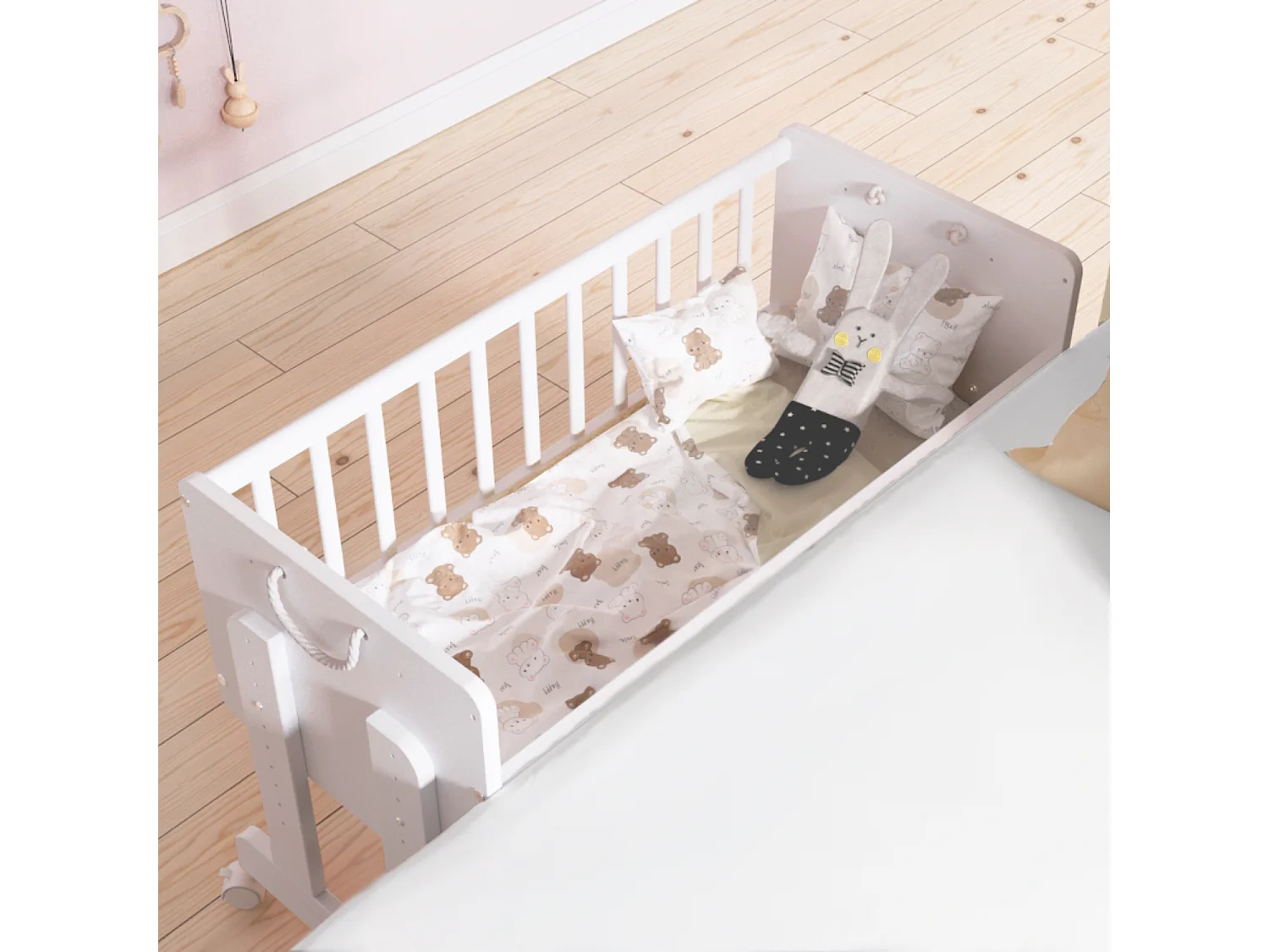 Berceau Lit Cododo 5 en 1 - ORNELLA - Matelas inclus - Blanc