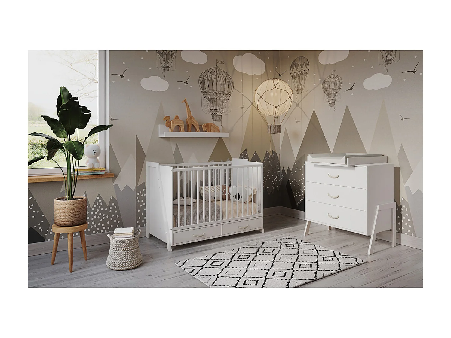 Commode à Langer 3 tiroirs - Table à Langer Amovible et Matelas - LIV