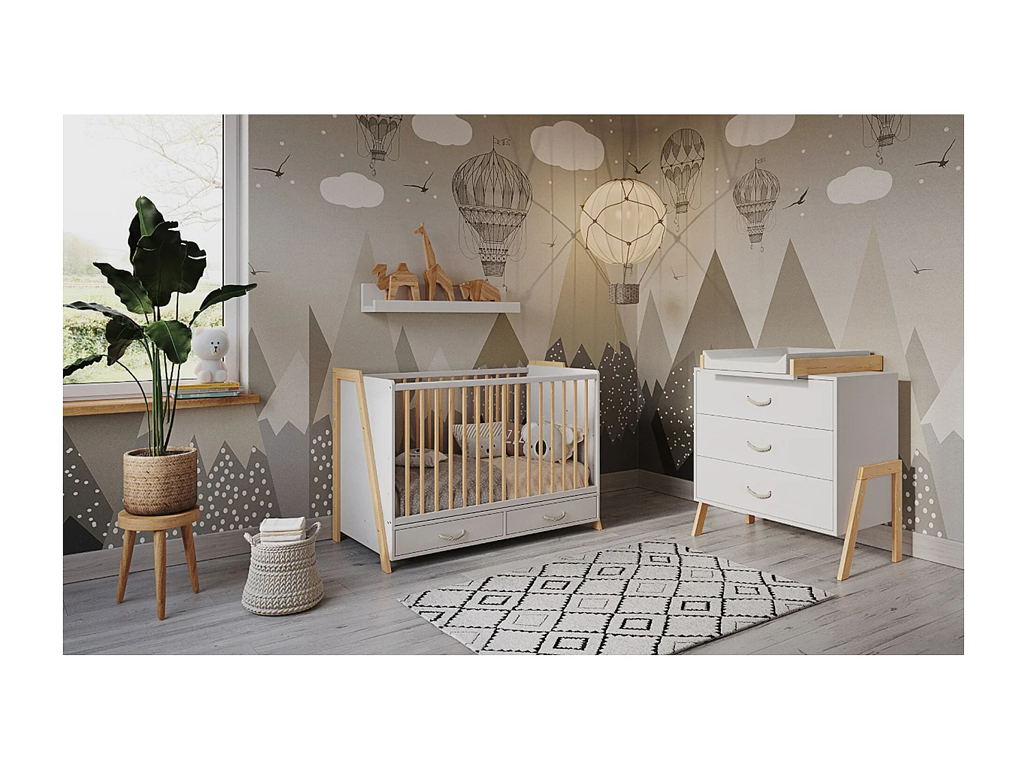 Commode à Langer 3 tiroirs - Table à Langer Amovible et Matelas - LIV