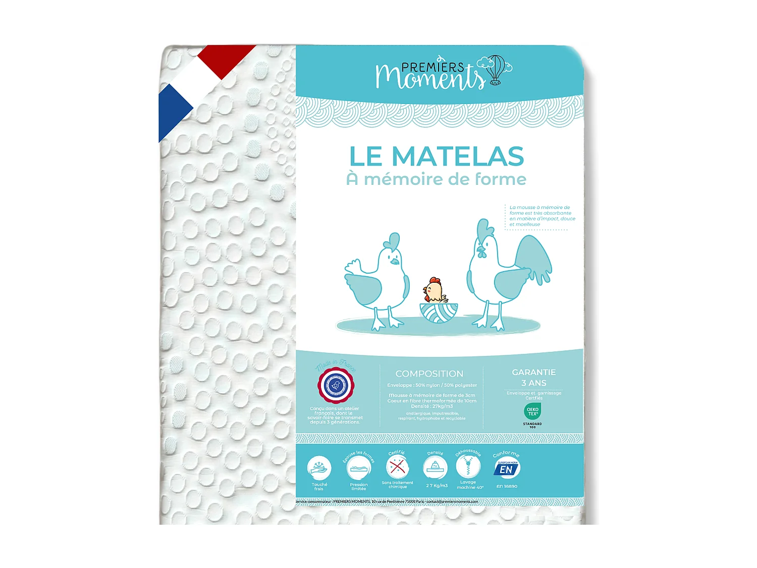 Matelas bébé 60x120 cm - Mémoire de forme