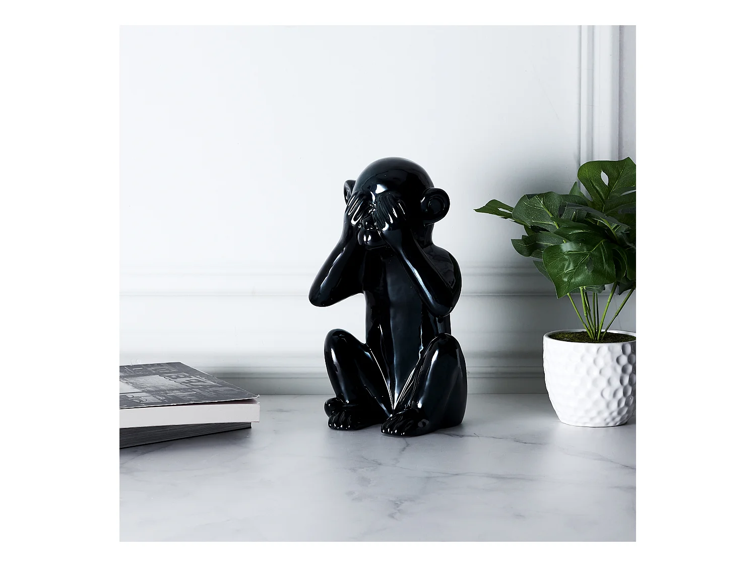 Statue Singe Noir H30cm Noir