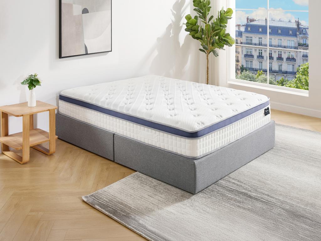 Matelas 140 x 190 cm hybride ressorts ensachés 7 zones mémoire de forme et latex ép.25cm - MALAO de PALACIO