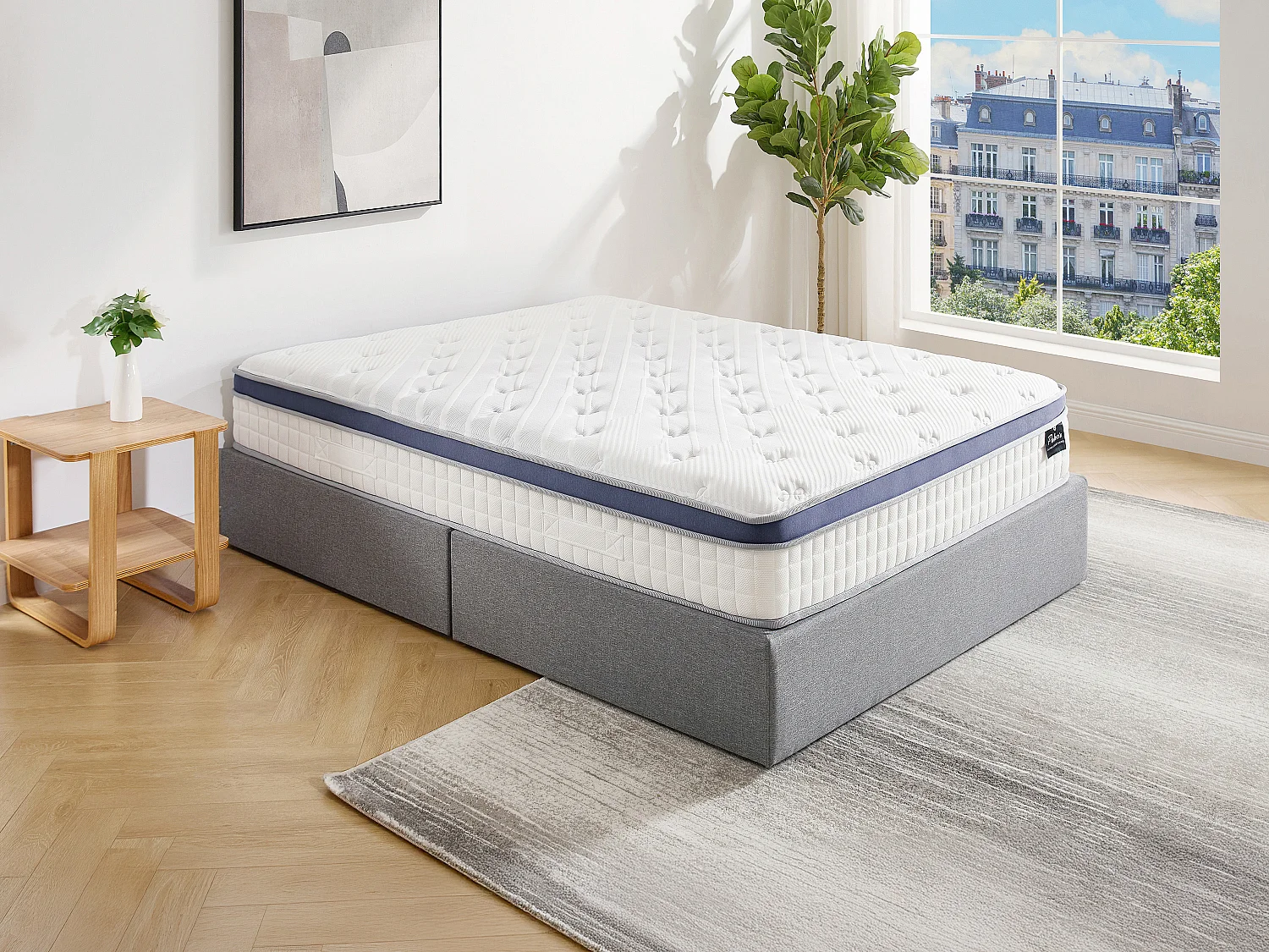 Matelas 160 x 200 cm hybride ressorts ensachés 7 zones mémoire de forme et latex ép.25cm - MALAO de PALACIO