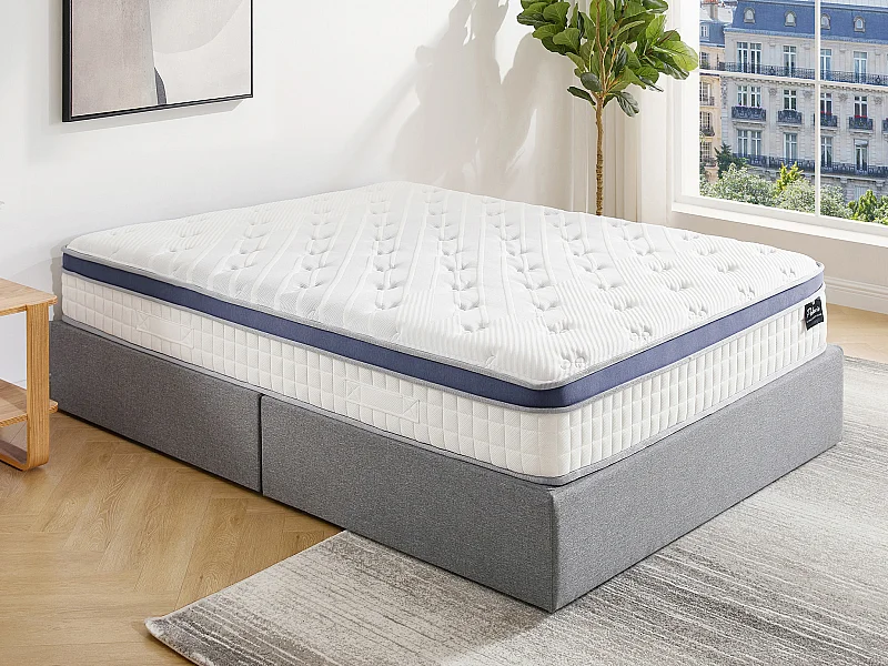 Matelas 160 x 200 cm hybride ressorts ensachés 7 zones et mémoire de forme ép.25cm - MALAO de PALACIO