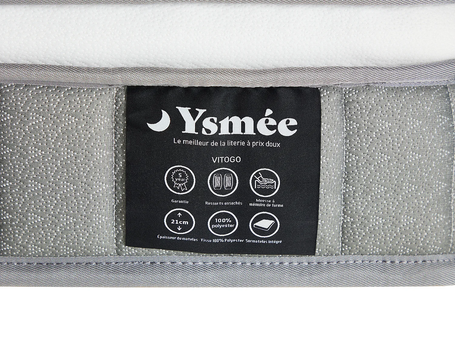 Matelas 160 x 200 cm ressorts ensachés et accueil mémoire de forme ép.21cm - VITOGO de YSMÉE