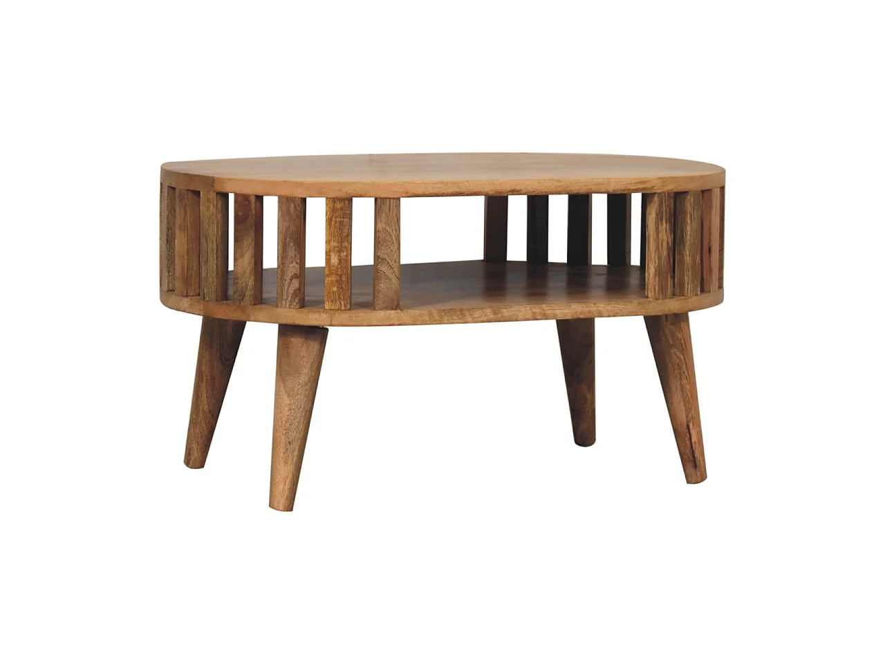 Mini Ariella coffee table in solid wood, 1 open compartment, brown
