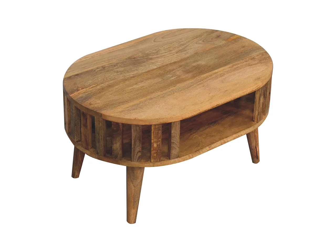 Mini Ariella coffee table in solid wood, 1 open compartment, brown