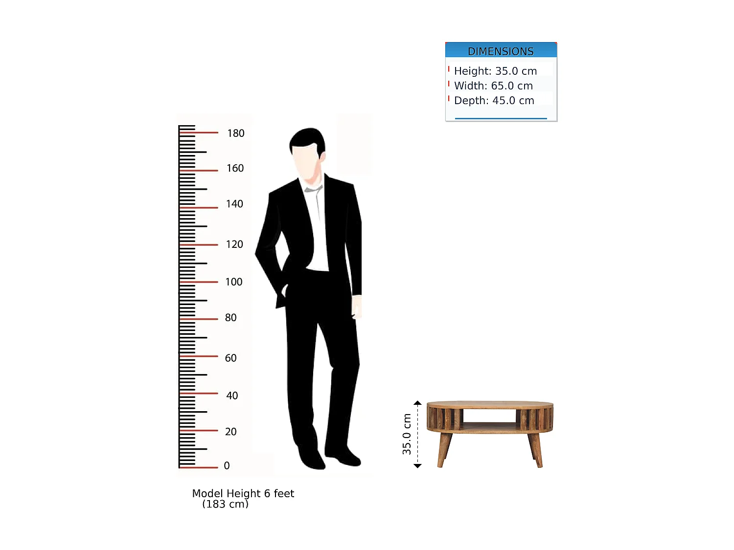 Table basse Mini Ariella en bois massif, 1 compartiment ouvert, marron