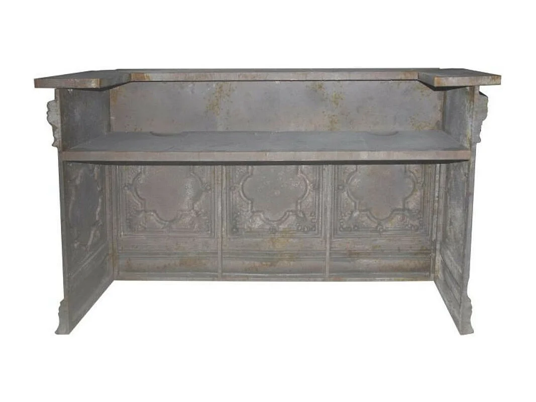 Comptoir vintage avec étagère en fer gris antique 217 x 76 x 118 cm