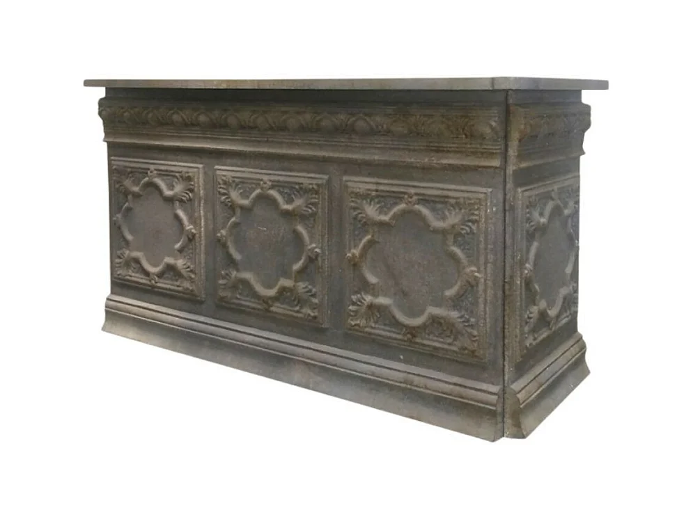 Comptoir vintage avec étagère en fer gris antique 217 x 76 x 118 cm