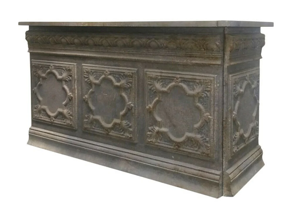 Comptoir vintage avec étagère en fer gris antique 217 x 76 x 118 cm