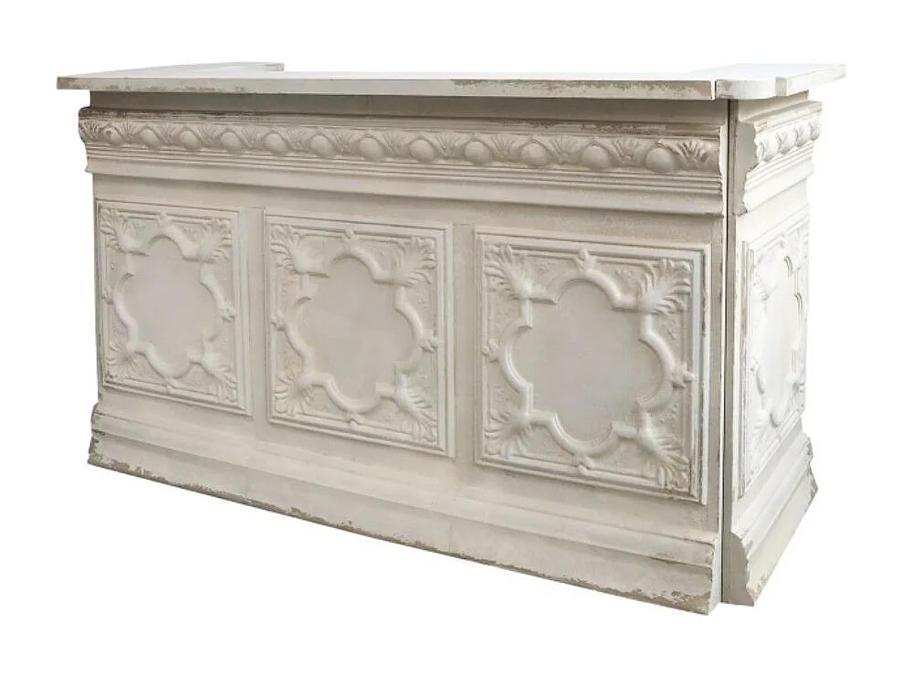 Comptoir vintage avec étagère en fer blanc crème 217 x 76 x 118 cm