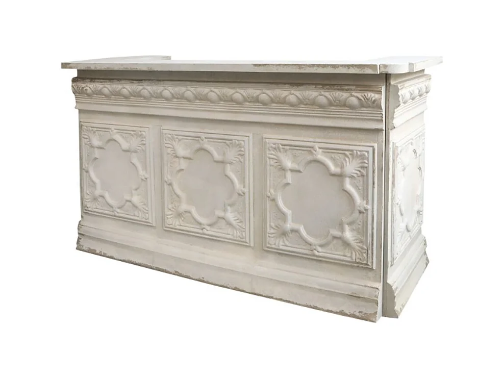 Comptoir vintage avec étagère en fer blanc crème 217 x 76 x 118 cm
