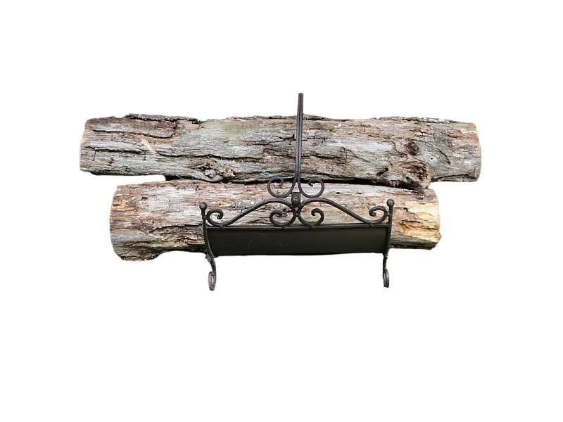 Porte bûche en fer forgé couleur marron 34 x 34.5 x 34 cm