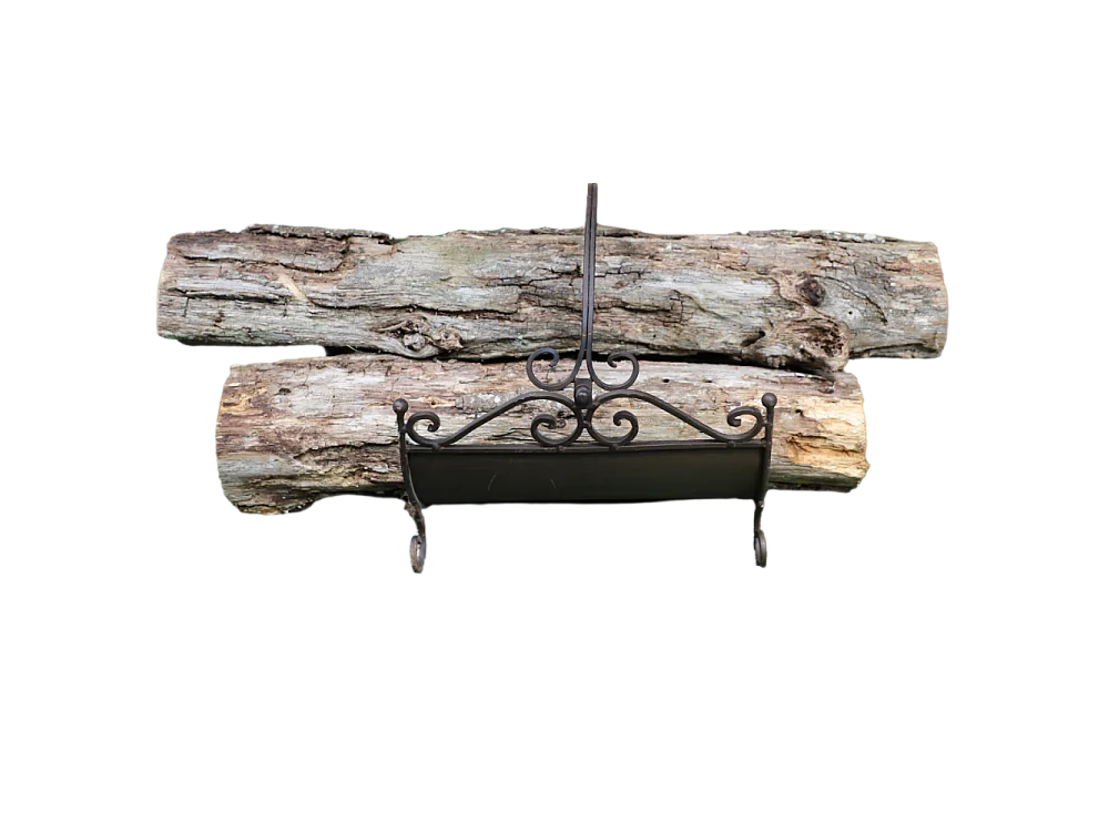 Porte bûche en fer forgé couleur marron 34 x 34.5 x 34 cm