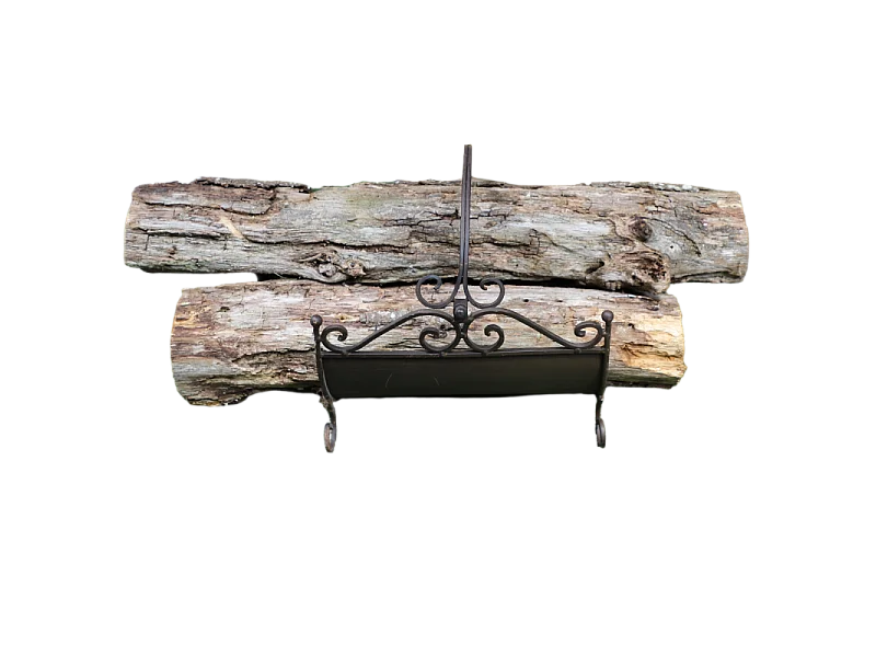 Porte bûche en fer forgé couleur marron 34 x 34.5 x 34 cm
