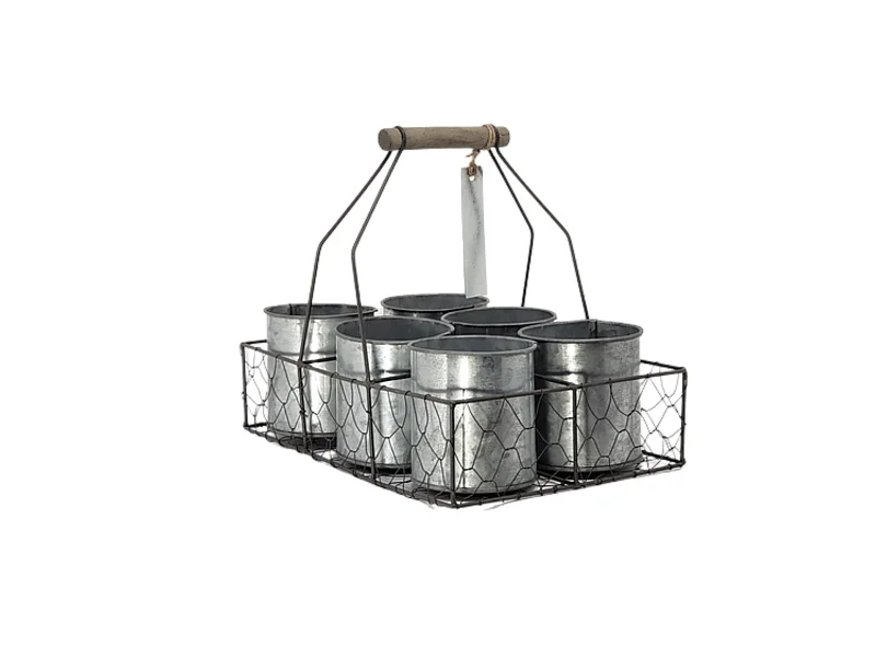Panier grillagé jardinère extérieur jardin pot fleur zinc gris 29cm